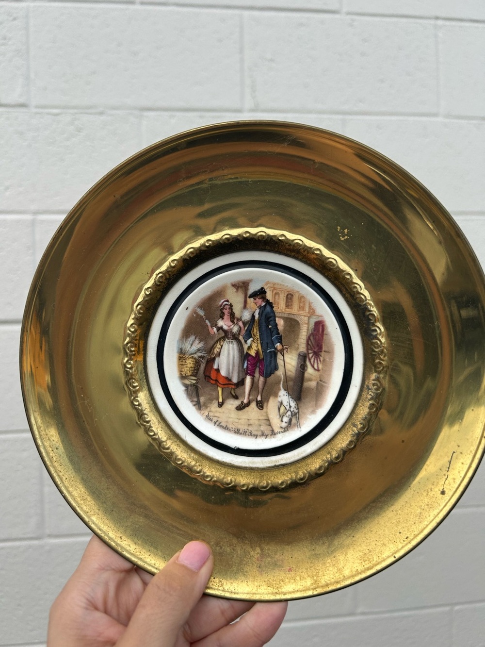 Vintage Regency Brass decorative wall plate from England, wall art decor
